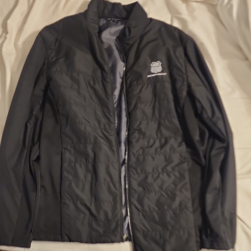Black Quilted Jacket with Logo